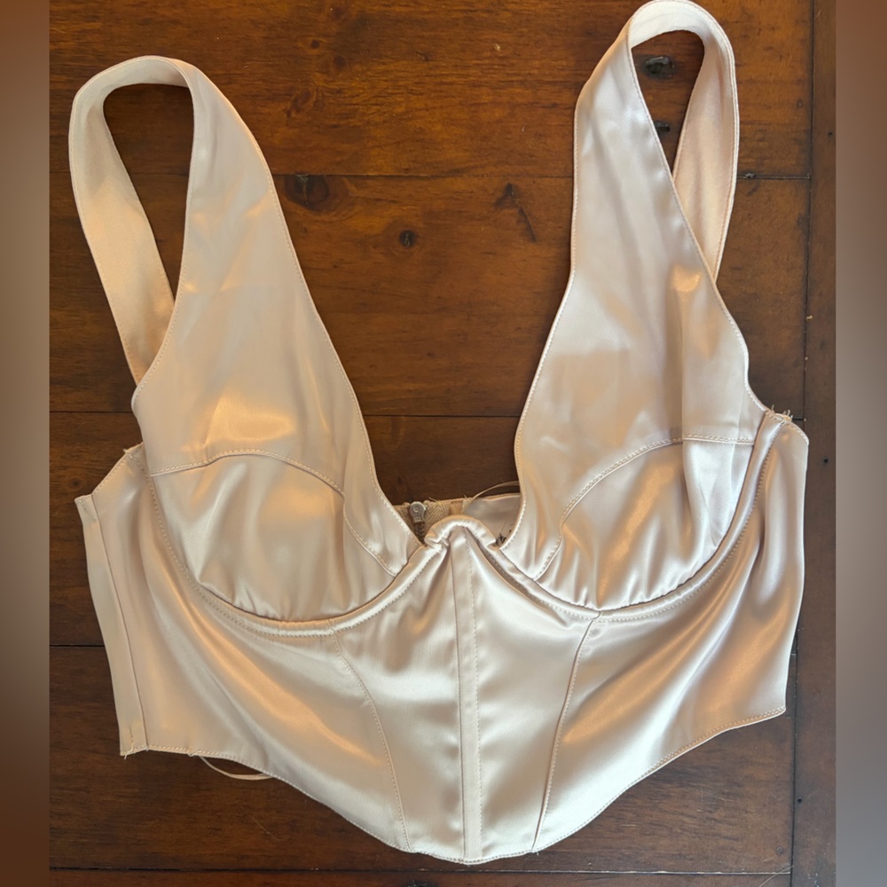 Satin Bustier Top in Light Champagne